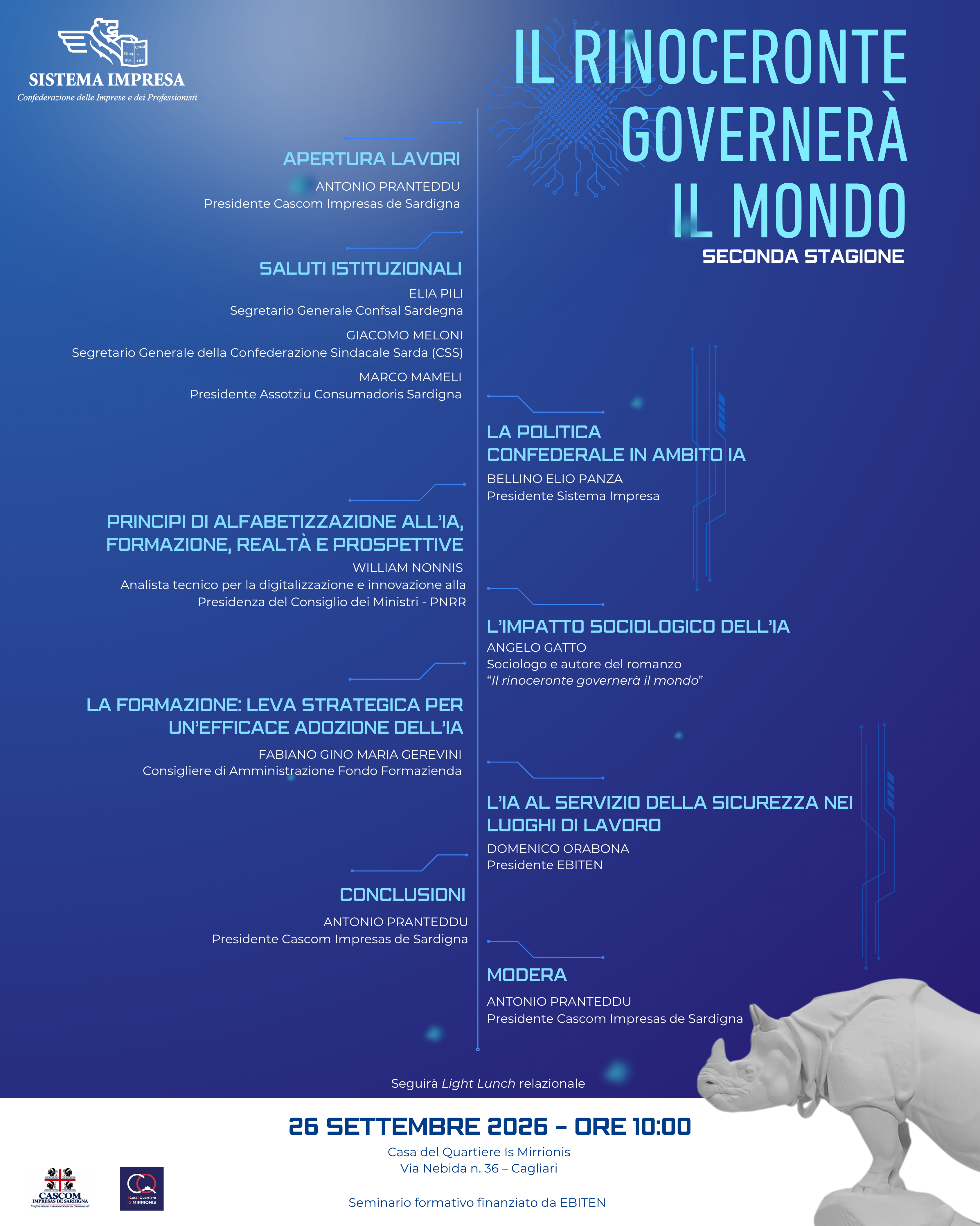 IL RINOCERONTE GOVERNERA' IL MONDO ARRIVA A CAGLIARI