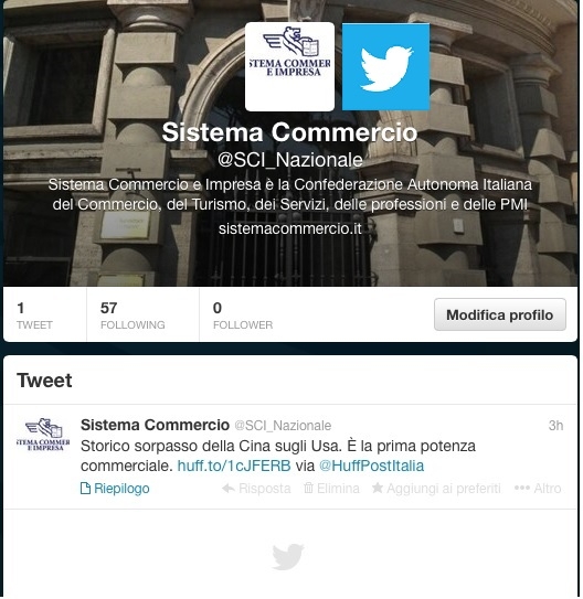 I primi cinguettii di Sistema di Commercio e Impresa in una data storica